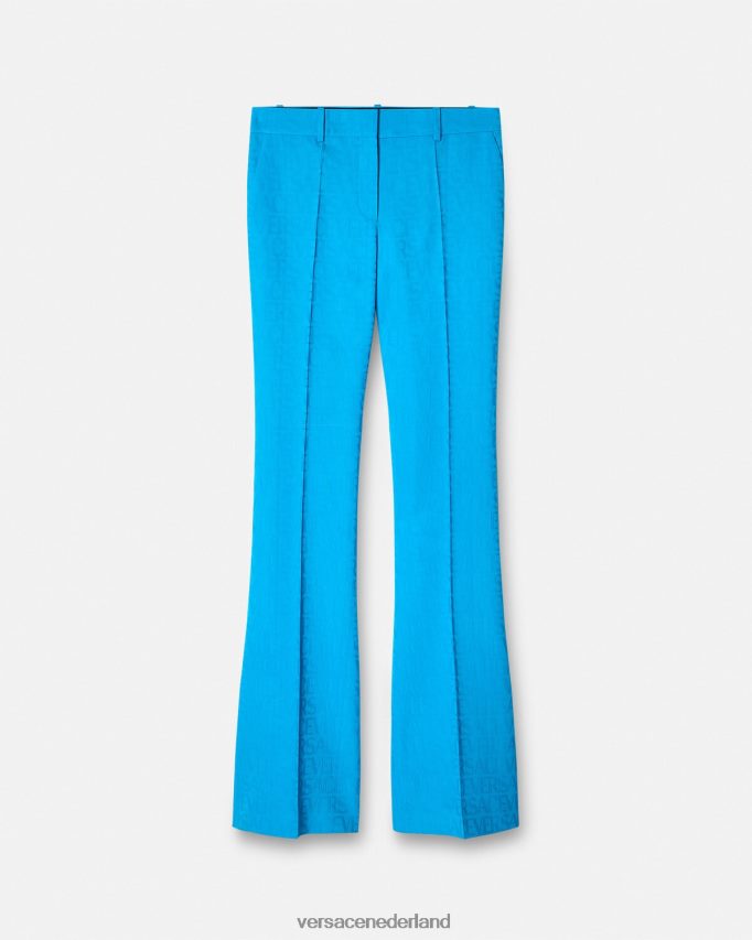 Versace allover jacquard formele broek vrouwen blauw kleding J2T4F4121