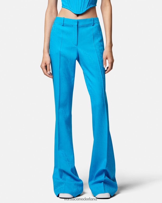 Versace allover jacquard formele broek vrouwen blauw kleding J2T4F4121