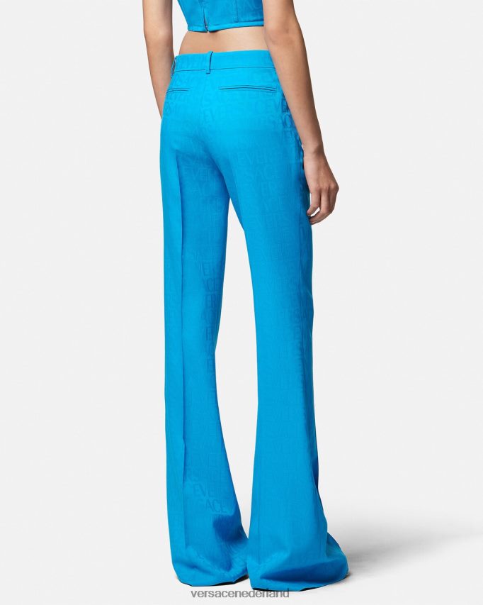 Versace allover jacquard formele broek vrouwen blauw kleding J2T4F4121