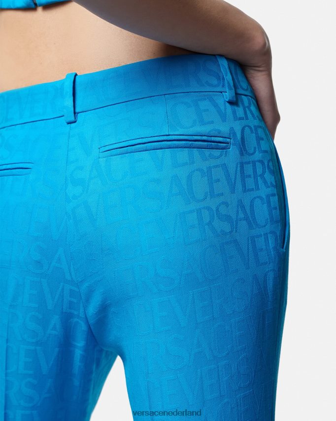 Versace allover jacquard formele broek vrouwen blauw kleding J2T4F4121