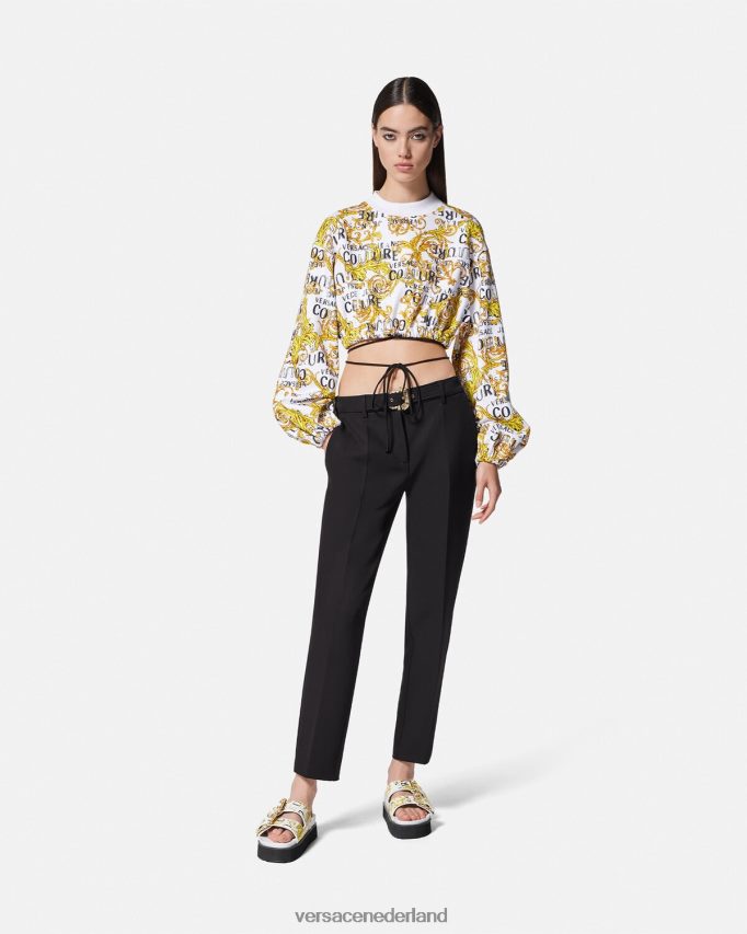 Versace barokke broek met gesp vrouwen zwart kleding J2T4F42150