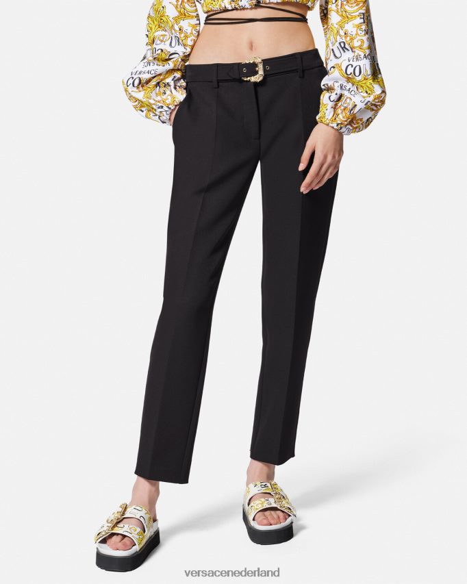 Versace barokke broek met gesp vrouwen zwart kleding J2T4F42150