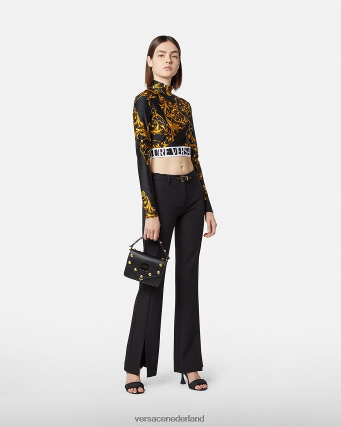 Versace barokke couture1 broek met gesp vrouwen zwart kleding J2T4F42247