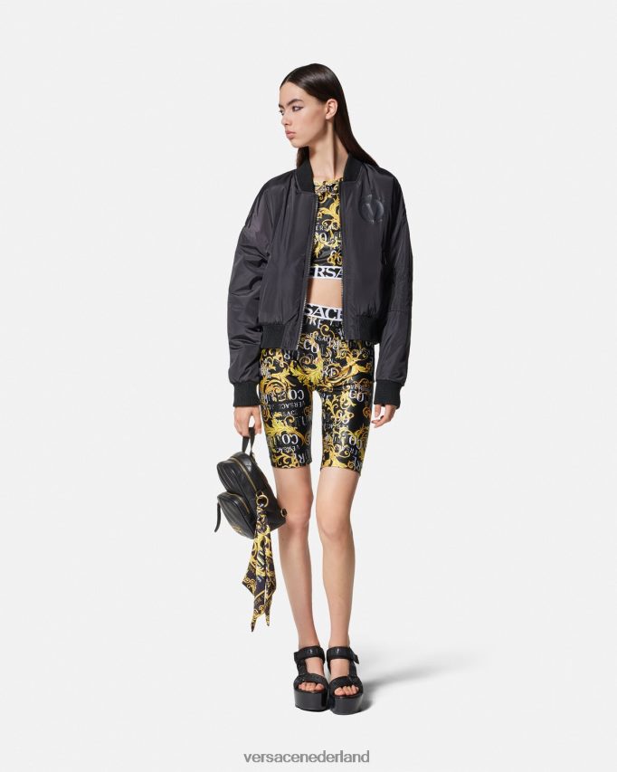 Versace couture fietsbroek met logo vrouwen één kleur kleding J2T4F42239