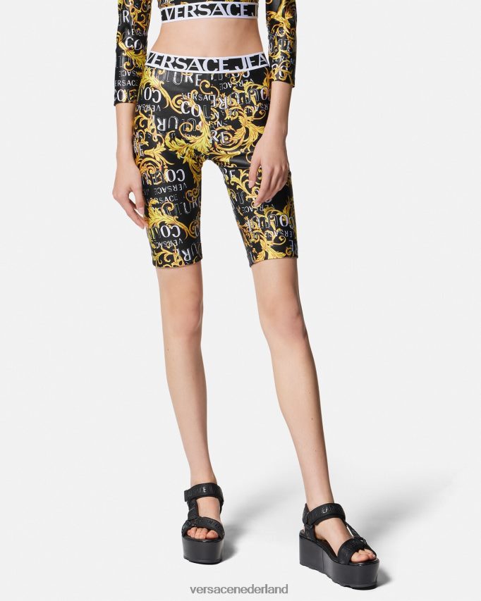 Versace couture fietsbroek met logo vrouwen één kleur kleding J2T4F42239