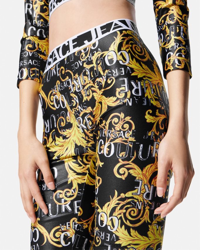Versace couture fietsbroek met logo vrouwen één kleur kleding J2T4F42239