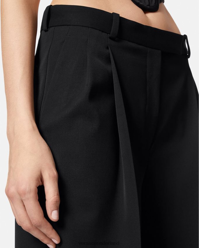Versace geplooide broek met wijde pijpen vrouwen zwart kleding J2T4F4200