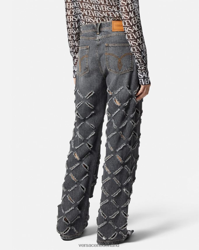 Versace jeans met wijde pijpen vrouwen grijs kleding J2T4F4226