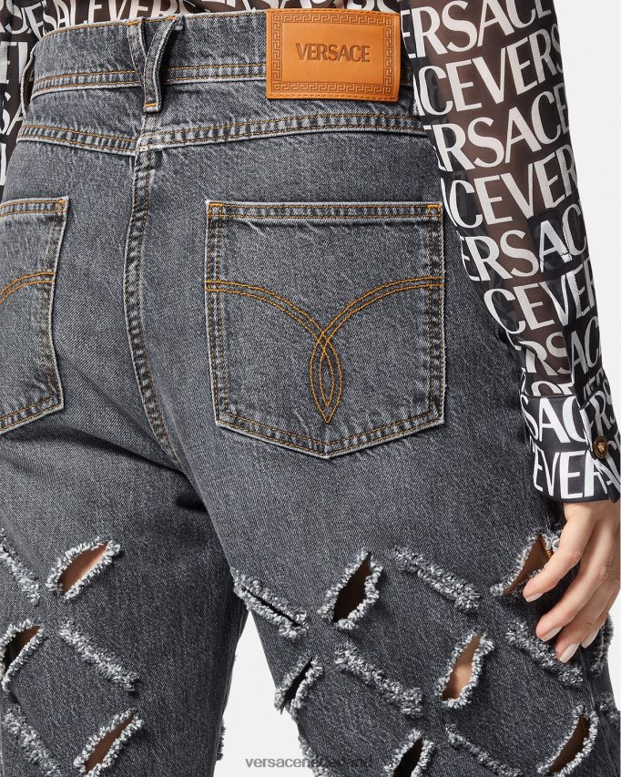 Versace jeans met wijde pijpen vrouwen grijs kleding J2T4F4226