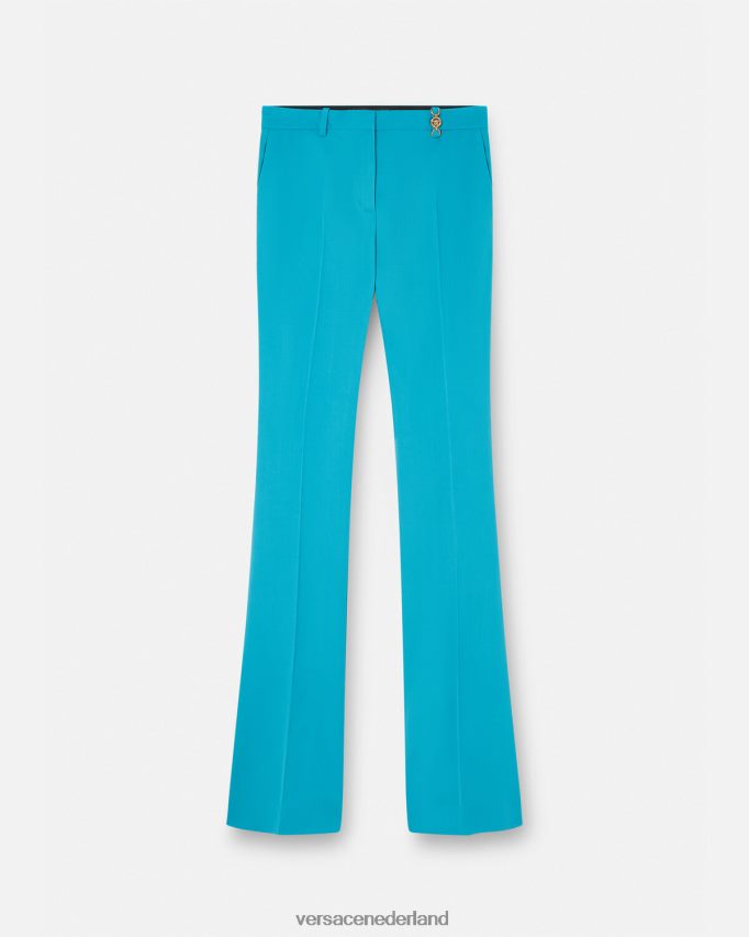 Versace uitlopende, getailleerde broek vrouwen lichtblauw kleding J2T4F4124