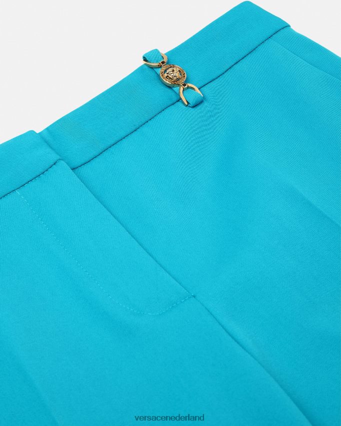 Versace uitlopende, getailleerde broek vrouwen lichtblauw kleding J2T4F4124