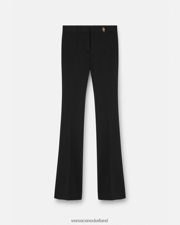 Versace uitlopende, getailleerde broek vrouwen zwart kleding J2T4F4119