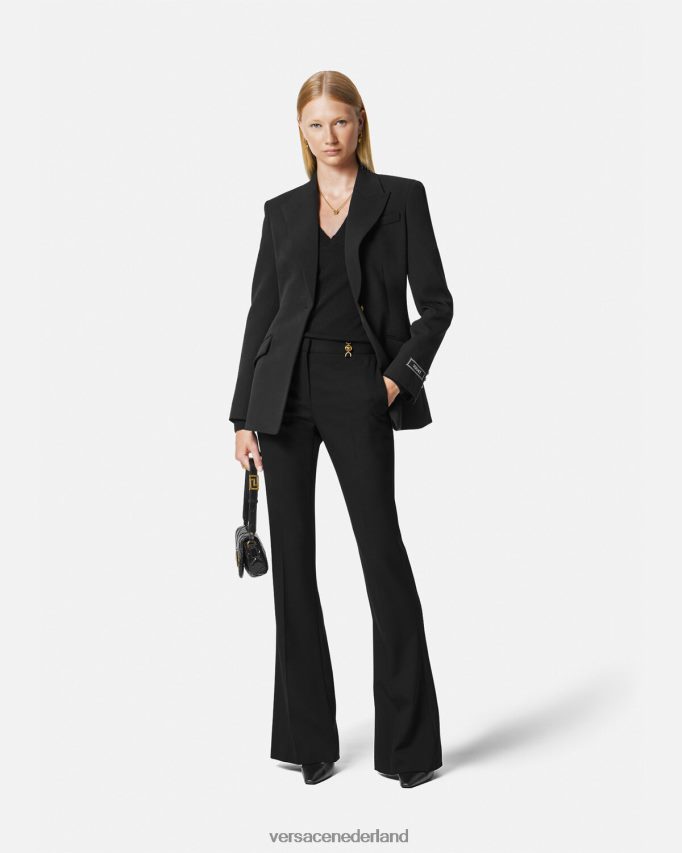 Versace uitlopende, getailleerde broek vrouwen zwart kleding J2T4F4119