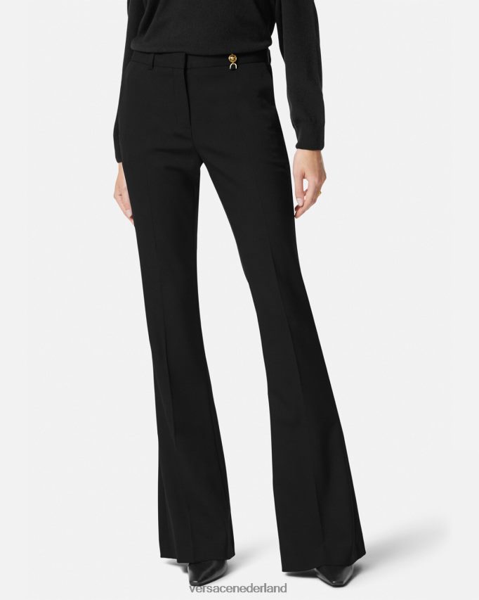 Versace uitlopende, getailleerde broek vrouwen zwart kleding J2T4F4119