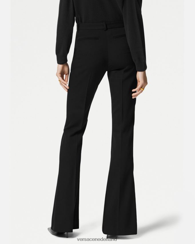 Versace uitlopende, getailleerde broek vrouwen zwart kleding J2T4F4119