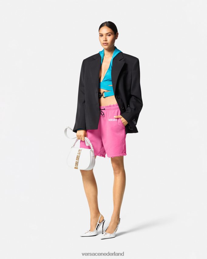 Versace versleten logo-sweatshort vrouwen fuchsia kleding J2T4F4219