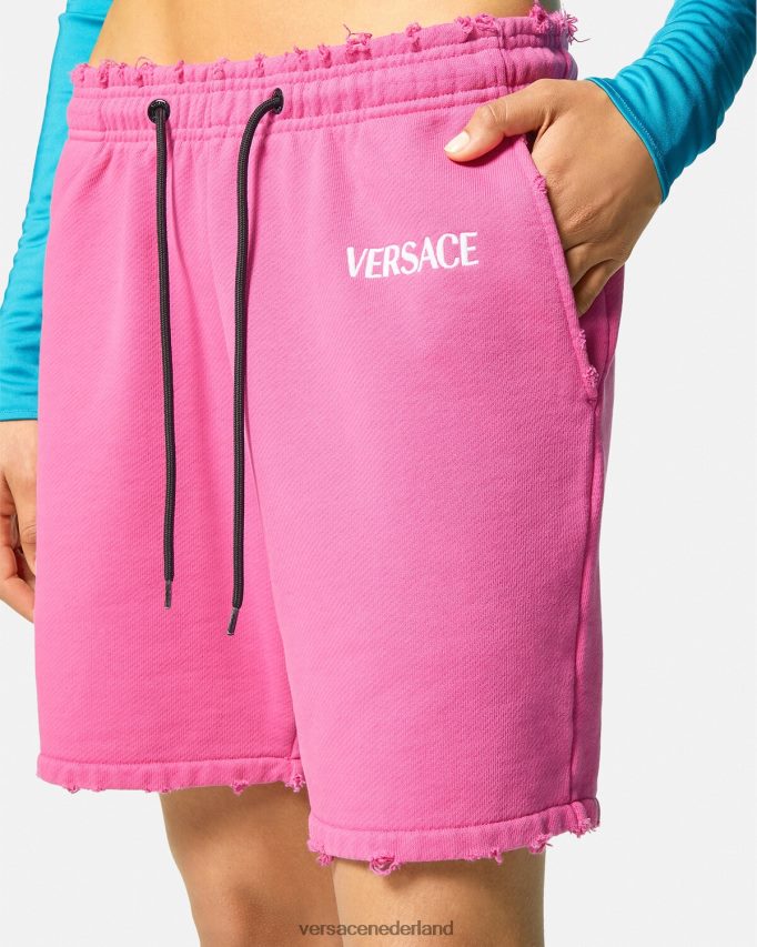 Versace versleten logo-sweatshort vrouwen fuchsia kleding J2T4F4219