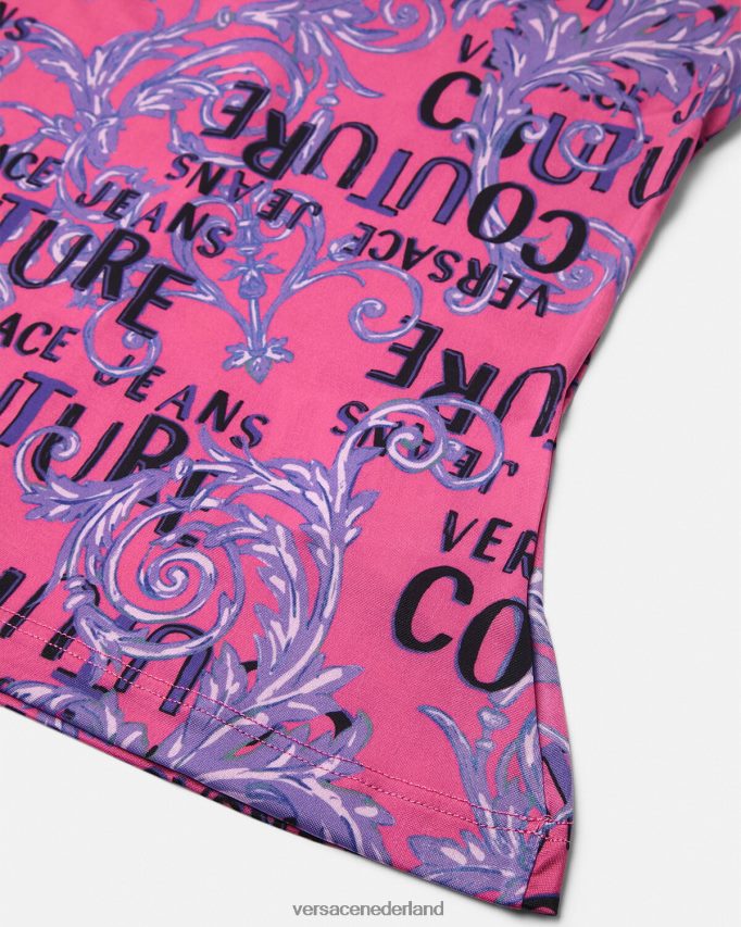 Versace Couture-top met één schouder en logo vrouwen fuchsia kleding J2T4F42204