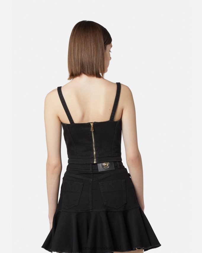 Versace barokke couture bustiertop met 1 gesp vrouwen zwart kleding J2T4F42219