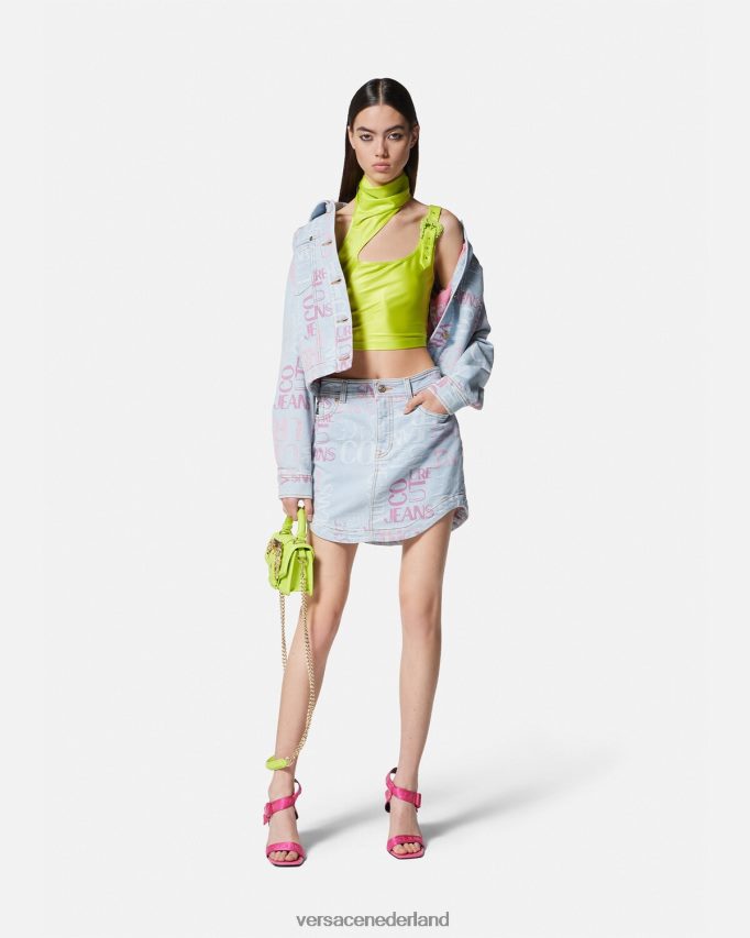 Versace barokke crop top met gesp vrouwen limoen kleding J2T4F42217