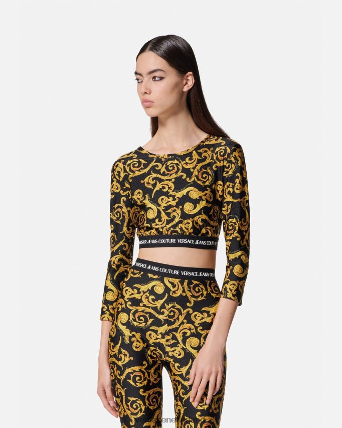 Versace schets couture crop top vrouwen zwart goud kleding J2T4F42167