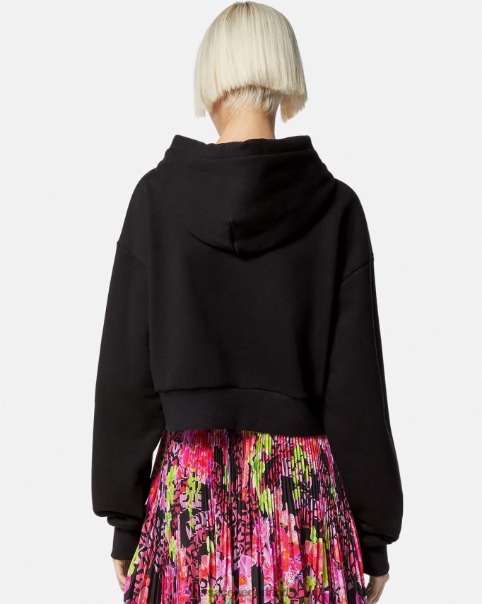 Versace Crop hoodie met godin studs vrouwen zwart kleding J2T4F4145