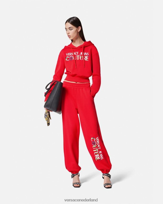 Versace Crop hoodie met rozenlogo vrouwen oranje kleding J2T4F42170