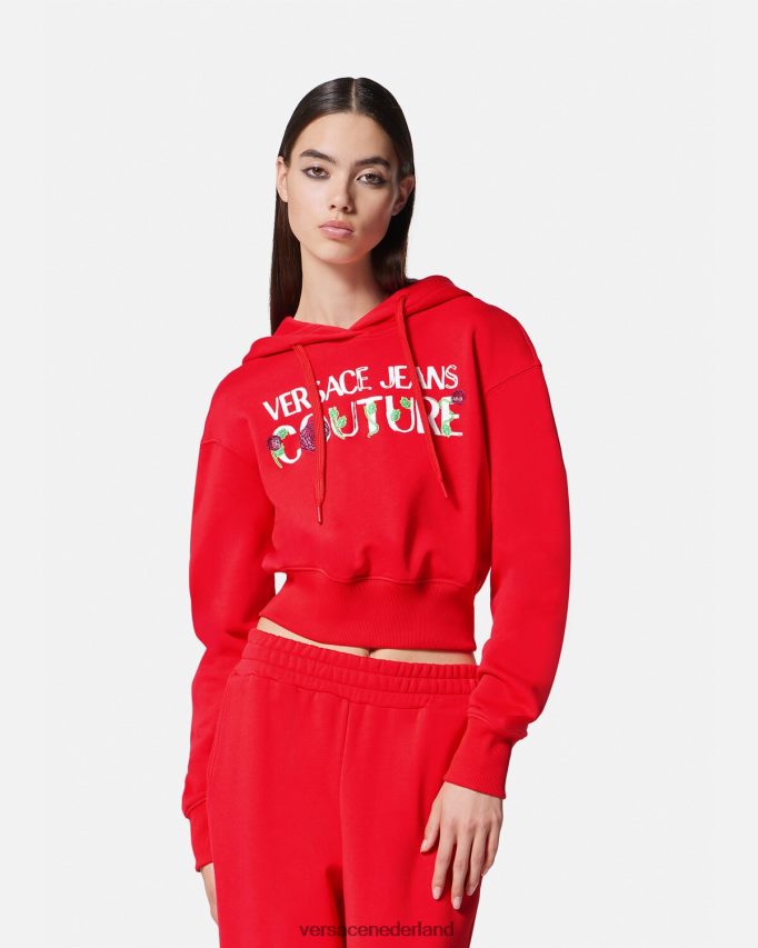 Versace Crop hoodie met rozenlogo vrouwen oranje kleding J2T4F42170
