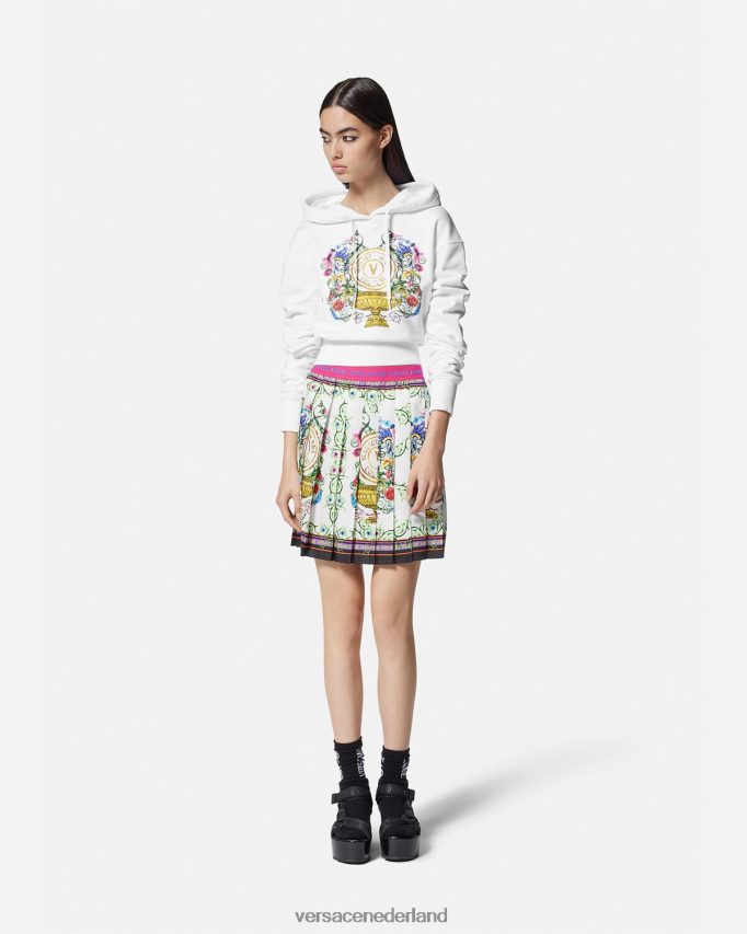 Versace Crop hoodie met v-embleem voor in de tuin vrouwen goud en wit kleding J2T4F42232