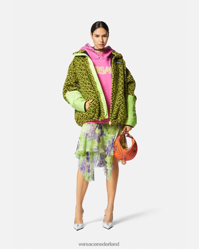Versace Hoodie met bezaaid verweerd logo vrouwen roze kleding J2T4F4143