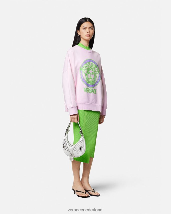 Versace Verontrust sweatshirt met Medusa-logo vrouwen roze kleding J2T4F4132