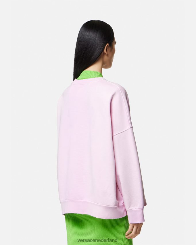 Versace Verontrust sweatshirt met Medusa-logo vrouwen roze kleding J2T4F4132
