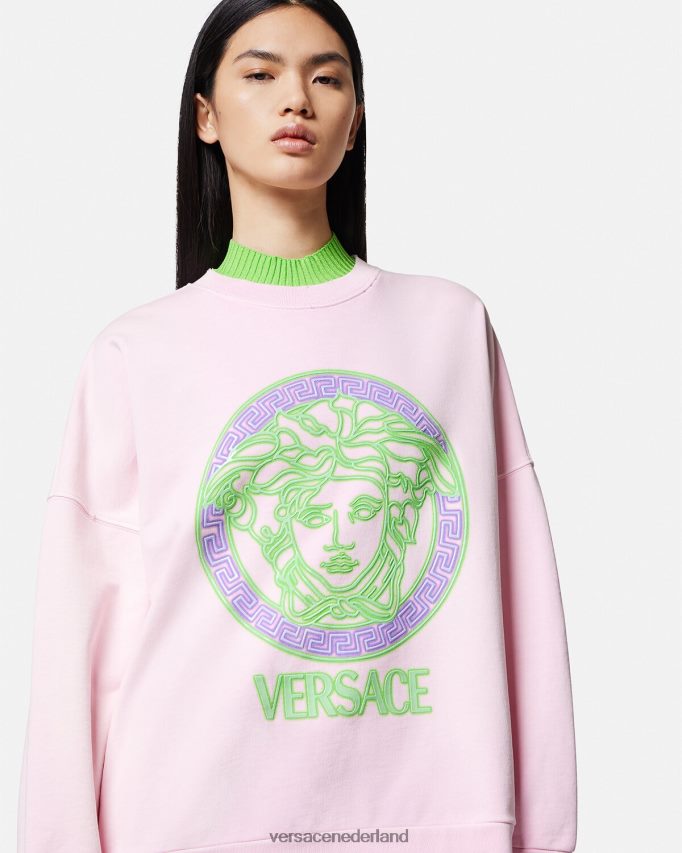 Versace Verontrust sweatshirt met Medusa-logo vrouwen roze kleding J2T4F4132
