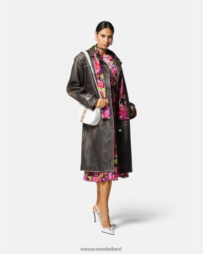 Versace Barocco trenchcoat van geborsteld leer vrouwen grijs kleding J2T4F497