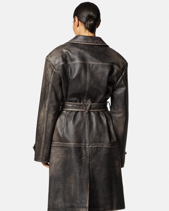 Versace Barocco trenchcoat van geborsteld leer vrouwen grijs kleding J2T4F497