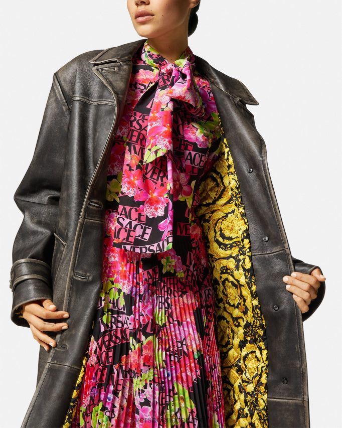 Versace Barocco trenchcoat van geborsteld leer vrouwen grijs kleding J2T4F497