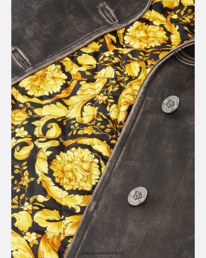 Versace Barocco trenchcoat van geborsteld leer vrouwen grijs kleding J2T4F497