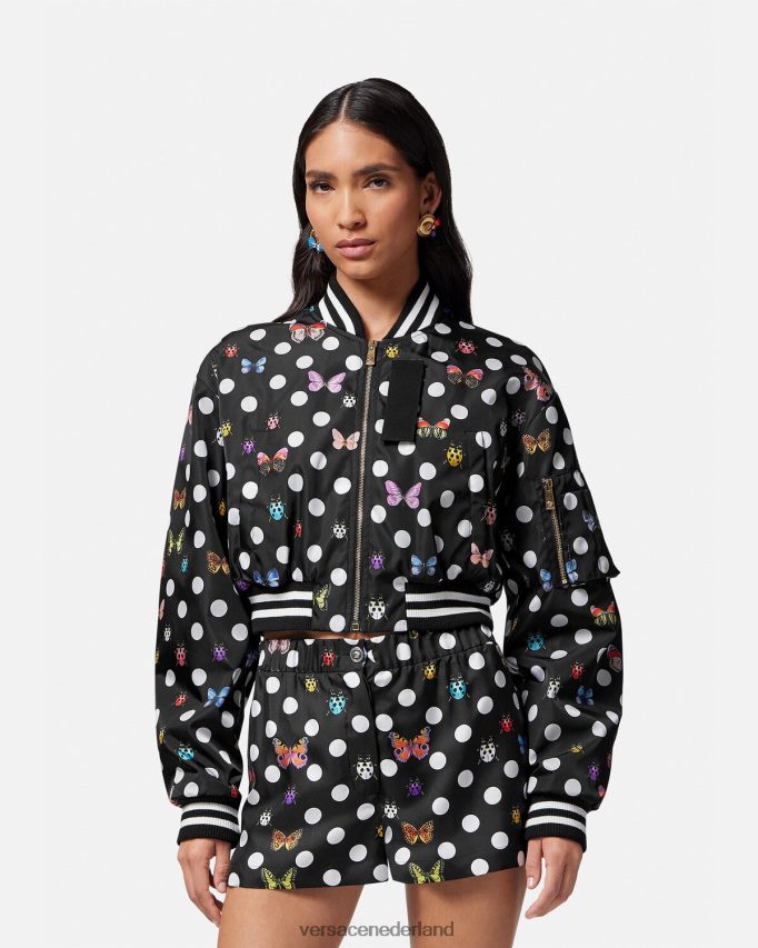 Versace cropped bomberjack met vlinders vrouwen één kleur kleding J2T4F478