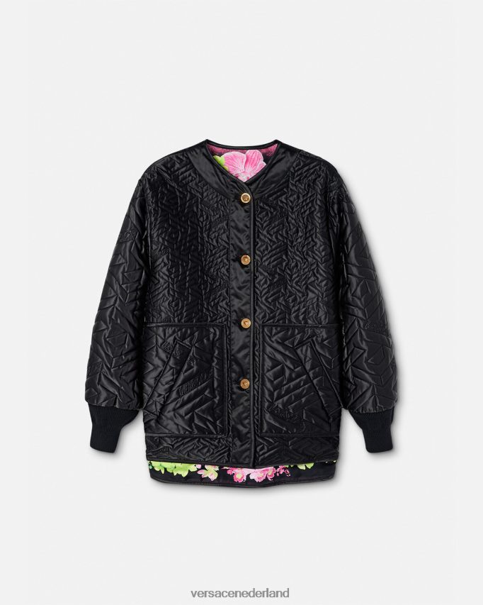 Versace omkeerbaar Medusa orchidee jasje vrouwen zwart en afdrukken kleding J2T4F499