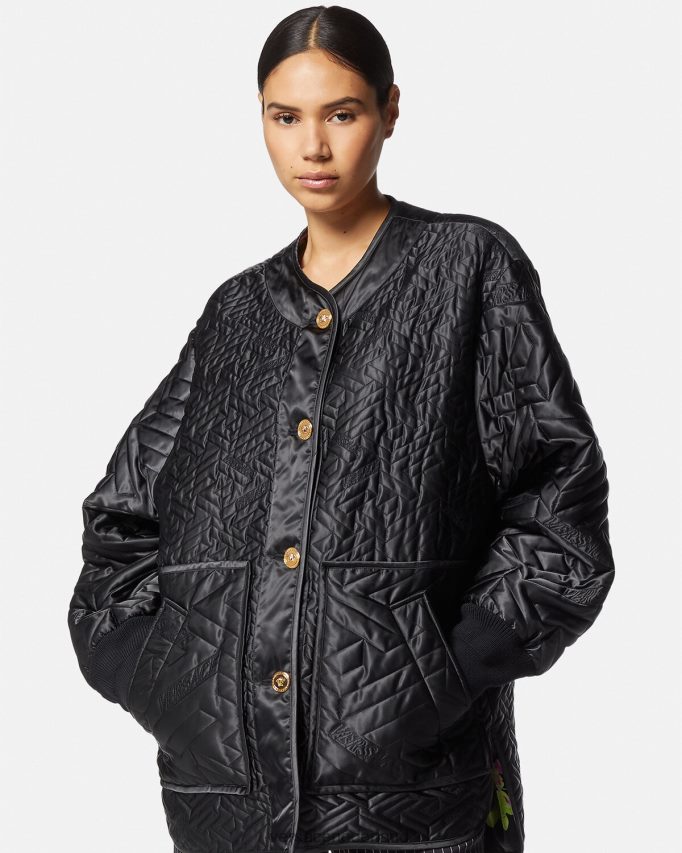Versace omkeerbaar Medusa orchidee jasje vrouwen zwart en afdrukken kleding J2T4F499