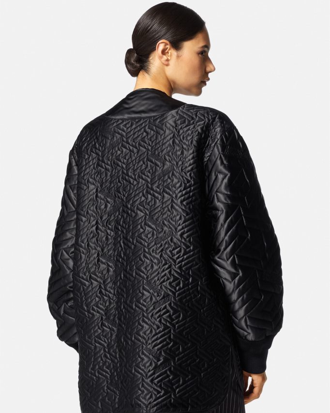 Versace omkeerbaar Medusa orchidee jasje vrouwen zwart en afdrukken kleding J2T4F499