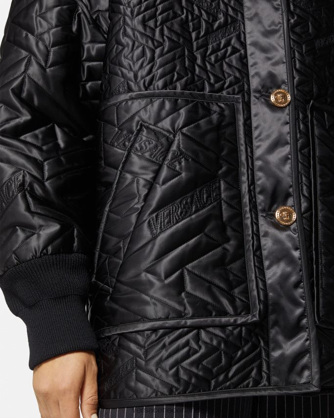 Versace omkeerbaar Medusa orchidee jasje vrouwen zwart en afdrukken kleding J2T4F499