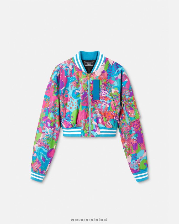 Versace zomers crop bomberjack met bloemenmotief vrouwen één kleur kleding J2T4F479