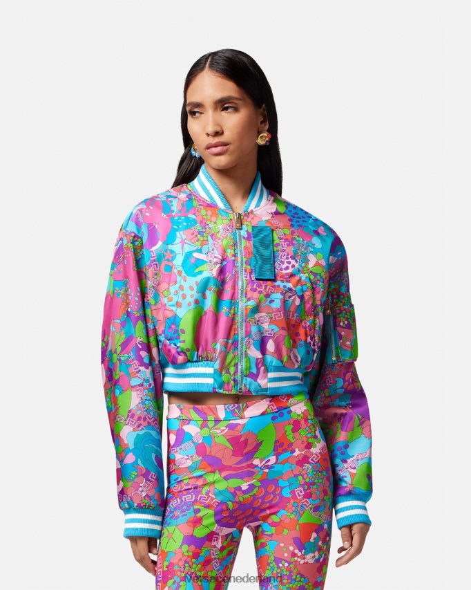 Versace zomers crop bomberjack met bloemenmotief vrouwen één kleur kleding J2T4F479