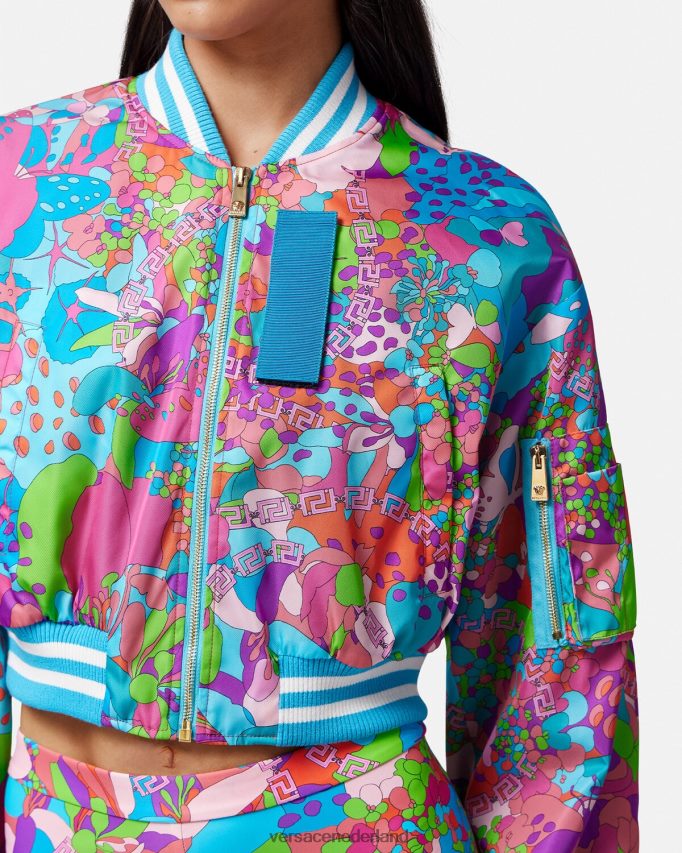 Versace zomers crop bomberjack met bloemenmotief vrouwen één kleur kleding J2T4F479