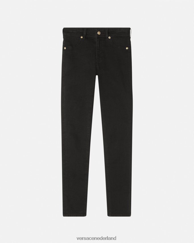 Versace Skinnyjeans met logo vrouwen zwart kleding J2T4F42246