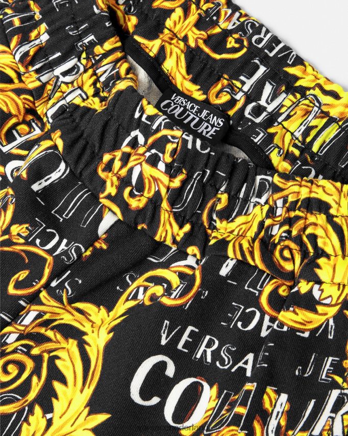 Versace couture joggingbroek met logo vrouwen zwart goud kleding J2T4F42238