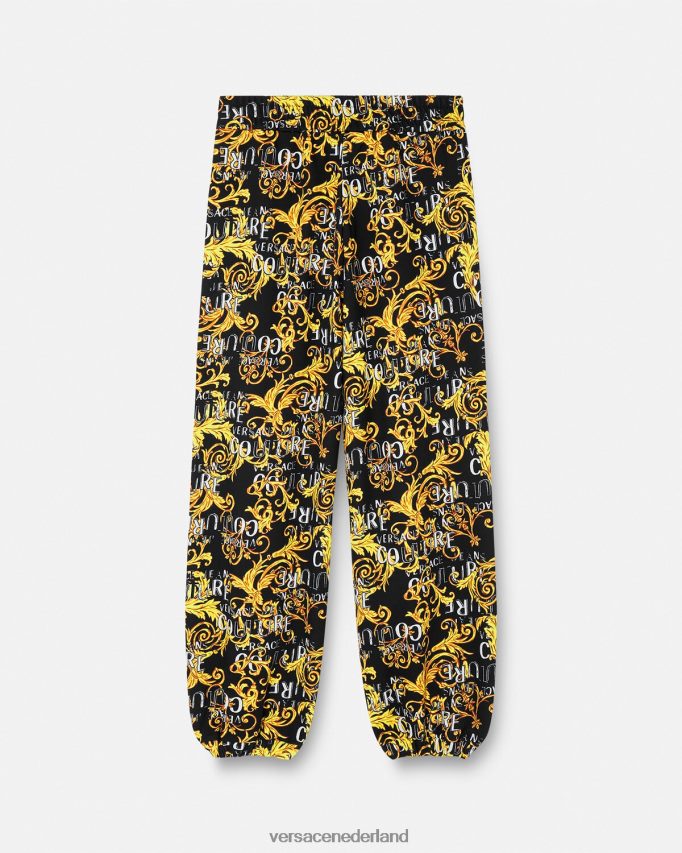 Versace couture joggingbroek met logo vrouwen zwart goud kleding J2T4F42238