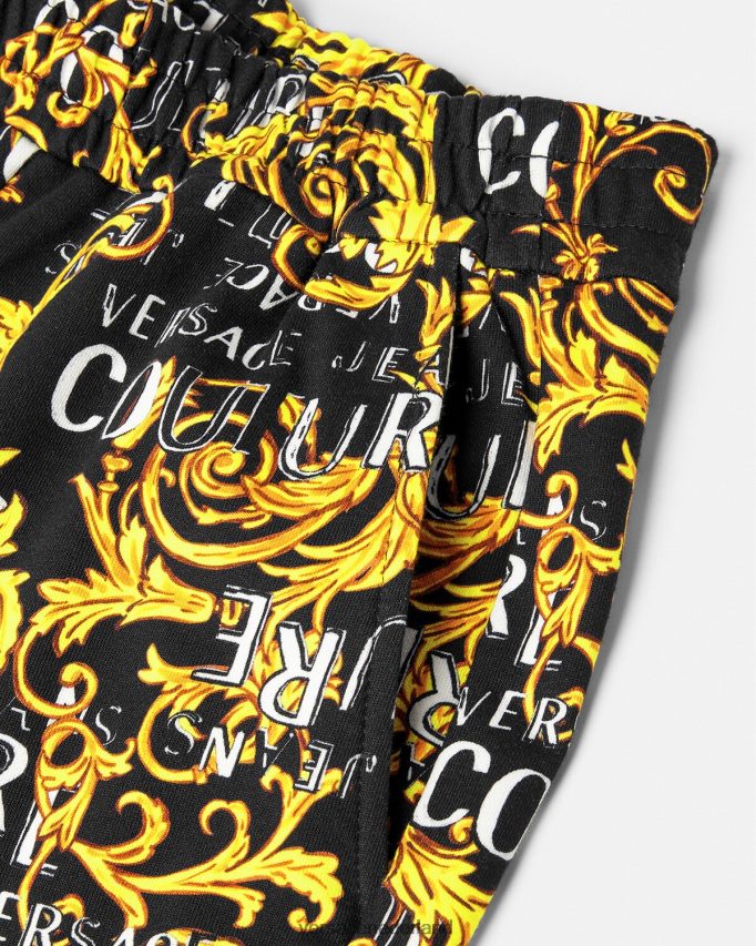Versace couture joggingbroek met logo vrouwen zwart goud kleding J2T4F42238