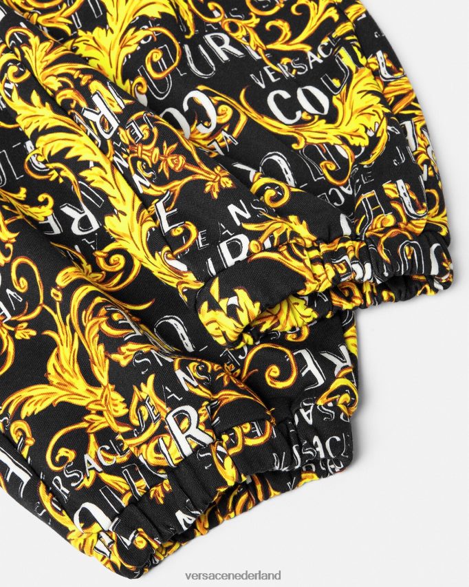 Versace couture joggingbroek met logo vrouwen zwart goud kleding J2T4F42238
